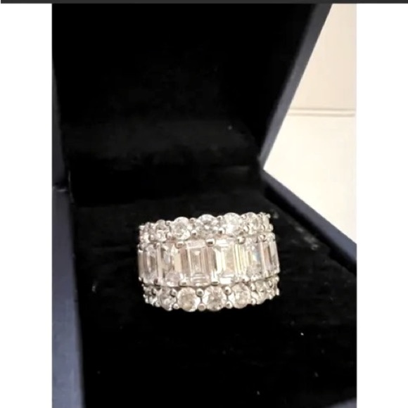 Women’s Ring Triple Row Italo Sterling Silver Created EternityBand Size 6 925 - Picture 7 of 16